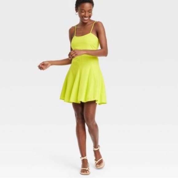 Lime Green Spaghetti Strap Dress